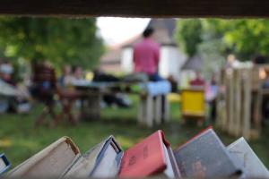 Letné čítanie Knihy v parku
